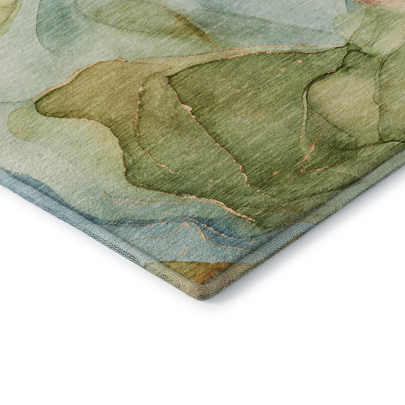 Tapis bleu Cerrito AMF504 lavable à la machine de qualité supérieure Cerrito, Rectangle 1 pi 8 po x 2 pi 6 po