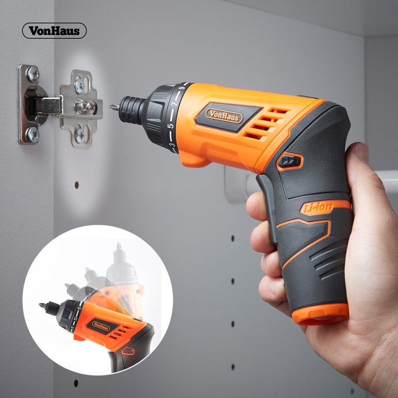 VonHaus Cordless Electric Screwdriver and Household Tool Set 94pc - Includes 3.6V/Cordless Lithium-ion Screwdriver with Bit Set & Hand Tool Kit