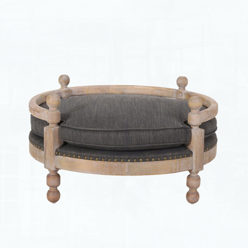 Contemporary Upholstered Pet Bed with Nailhead Trim (Medium)