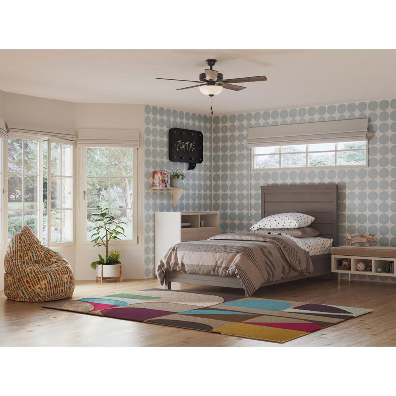 Joines Ventilateur de plafond blanc à 5 pales avec moteur AC, Noir mat