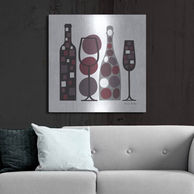 Winston Porter 'Modern Kitchen Square 1 Wine Red' by Michael Mullan Metal Wall Art