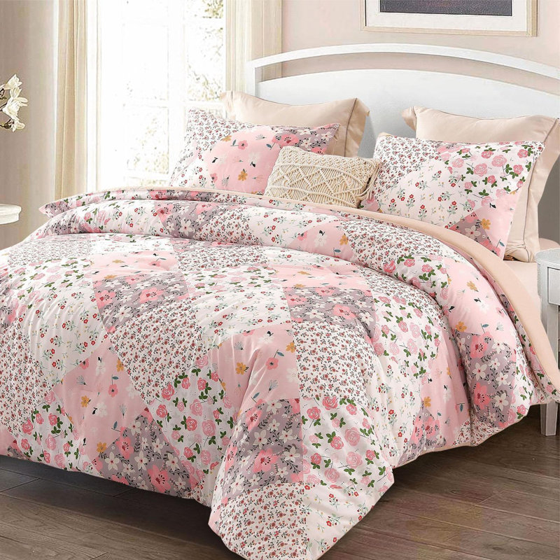 Soft Reversible Pink Comforter Set