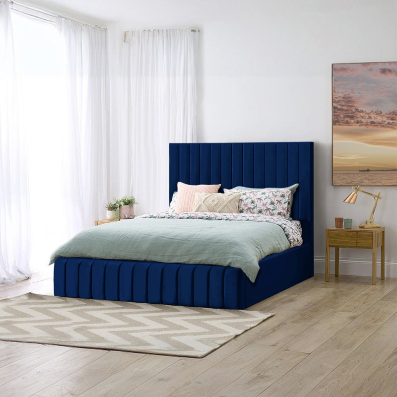 Janae Upholstered Ottoman Storage Bed, Double (4'6), Marine