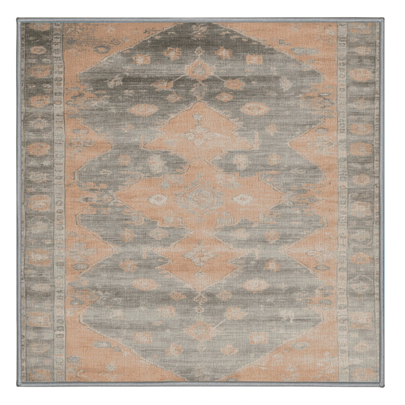 Tapis gris lavable à la machine, Carré 6 pi