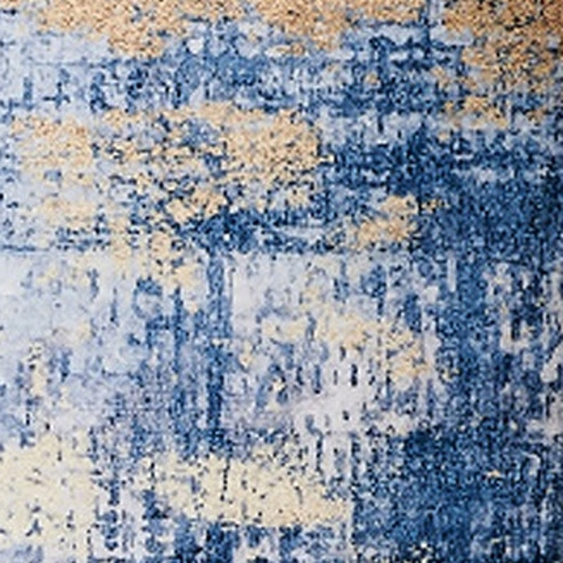 Tapis bleu antidérapant lavable abstrait 3 pi x 5 pi bleu et doré