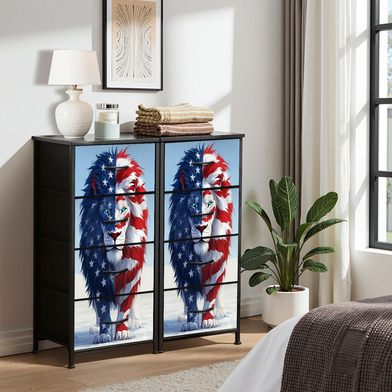 4 Drawer Dresser for Bedroom, Narrow Chest of Drawers, Wooden Top and Study Iron Frame 18"x37.5"-(WxH)