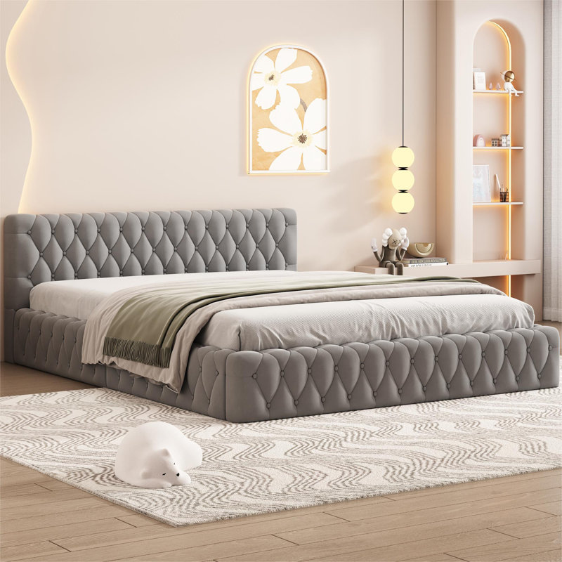 Desimirka Upholstered Bed, Grey