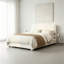 Cadre de lit plateforme moderne et bas pour lit Queen Size, avec tête de lit carrée à hauteur réglable, sans sommier, couleur blanche-451865817