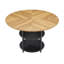 Table de salle à manger circulaire de 47,3 pouces de diamètre avec épissure moderne - rangement double couche, couleur diagonale en bois et noire en forme d'éventail, interprétant l'esthétique et la fonctionnalité de la maison.