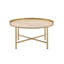 Table basse à plateau rond en chêne et or