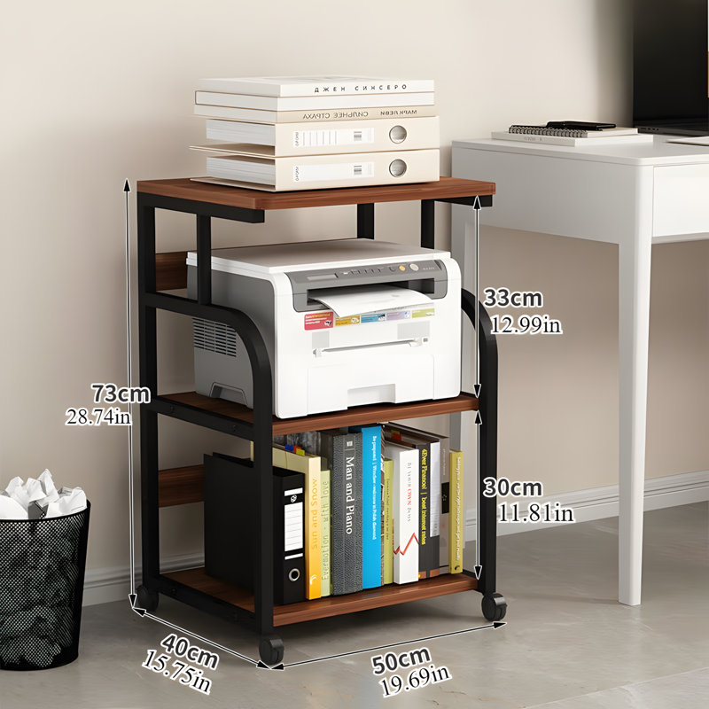 Tablette de rangement réglable avec roulettes, support d'imprimante à plusieurs niveaux, support de rangement compact pour la maison et le bureau