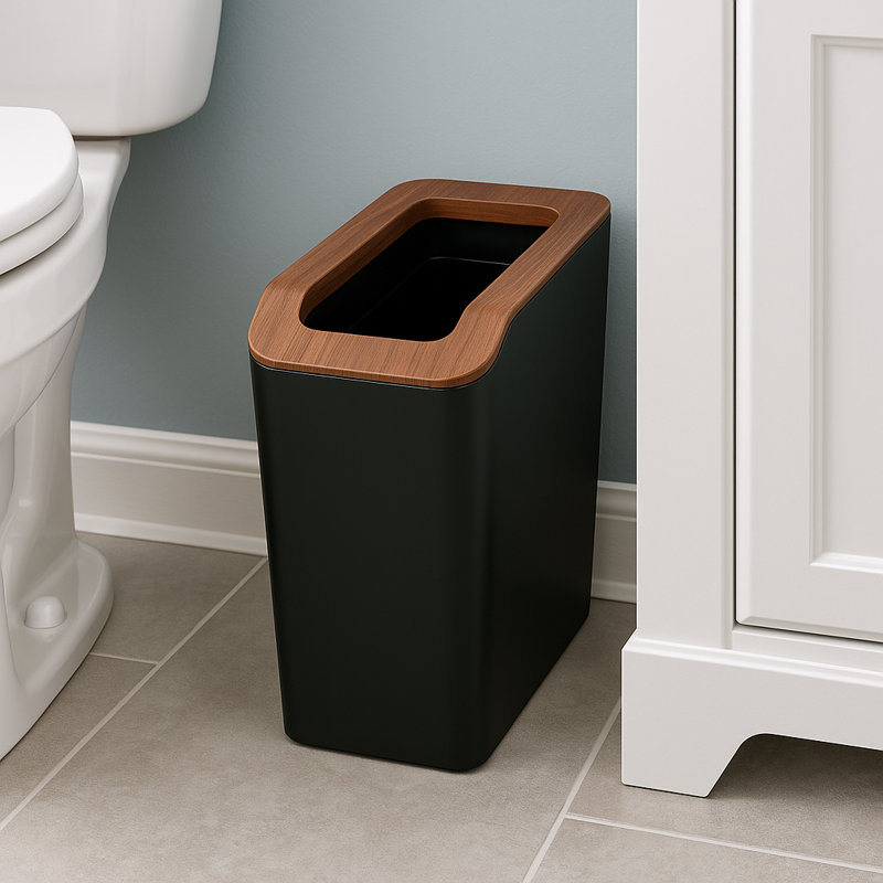 Home Zone Living 2-Pack Slim 2 Gallon Wastebasket Set with Open Top and Bag Holder