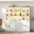 Bibliothèque standard 71'' H L avec portes en verre trempé et éclairage DEL (A+2B)