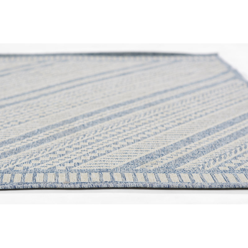 Tapis intérieur / extérieur bleu Fecteau, Tapis de couloir 2 pi 7 po x 7 pi 6 po
