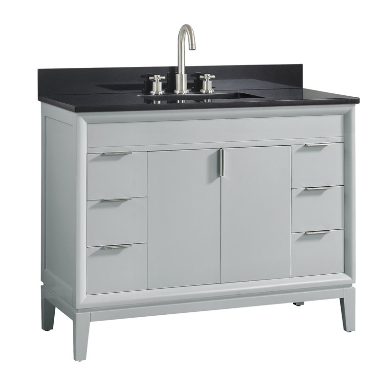 Ensemble de meuble-lavabo simple 43 po Emma, Gris colombe, Marbre blanc de Cala