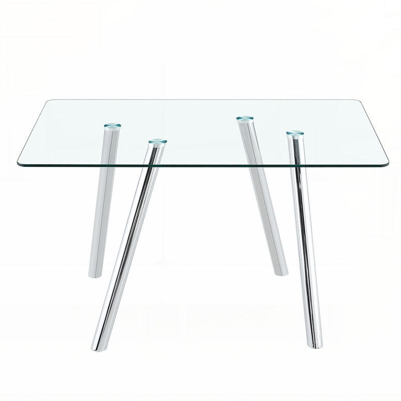 Table de salle à manger en verre trempé de 51 pouces avec pieds en métal robustes, alliant sécurité, durabilité et design élégant pour les maisons modernes