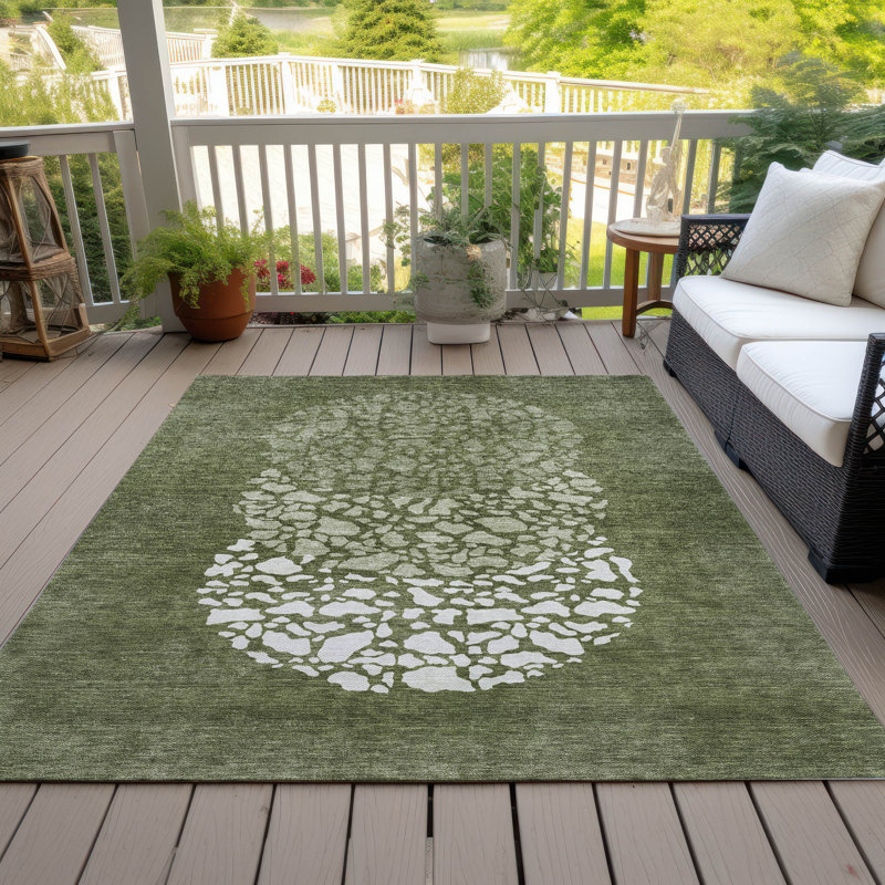 Machine-Washable Stain Resistant Abstract Area Rug, Rectangle 3' x 5'