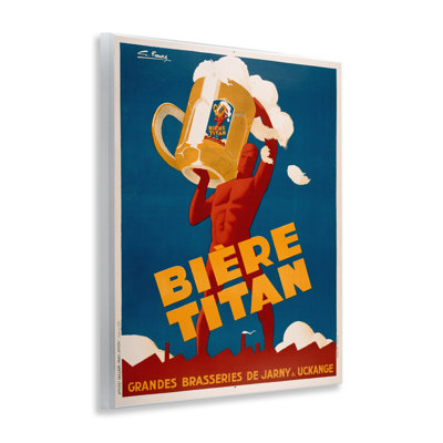 Publicité sur plaque «Antique tenant une bière», conception par Marcus Jules