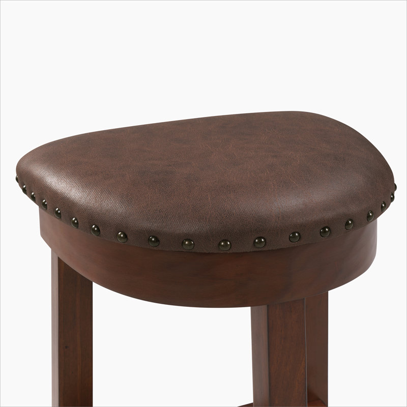 4 Piece Bar Table Set with3 PU Upholstered Bar Stools, Breakfast Table with 3 Padded Stools Solid Wood Counter Height Dining Table Set for Living Room, Dining Room.  Cherry