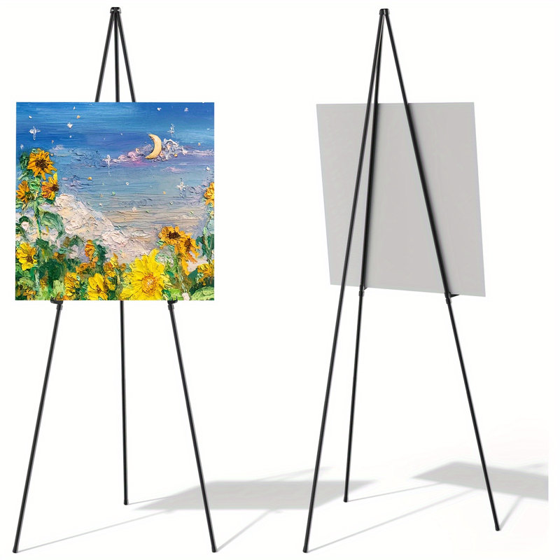 63" Display Artist Easel Stand – Collapsible & Portable Tripod Metal Easel For Art, Posters, Weddings & Paintings – Easy Folding Adjustable Floor Stand For Display Shows