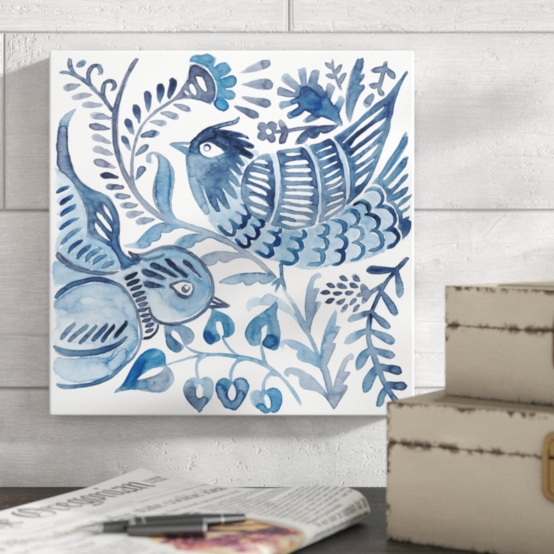 «Indigo Ornament III», peinture sur toile tendue, H 12 po x l 12 po, Toile tendue
