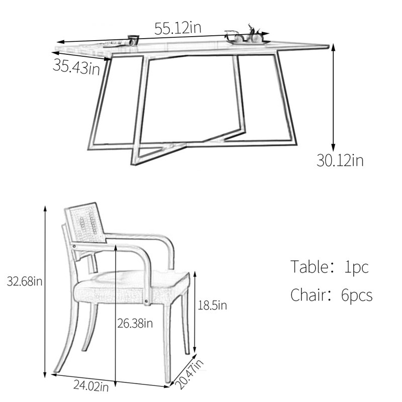 Ensemble de table de salle à manger en acier inoxydable, H 30,12 po x L 55,12 po x l 35,43 po