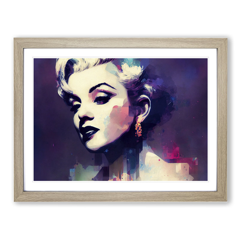 XH1022-6814X Pastel Marilyn Monroe Abstract - Picture Frame Print, 34cm H x 46cm W x 2cm D, Beige