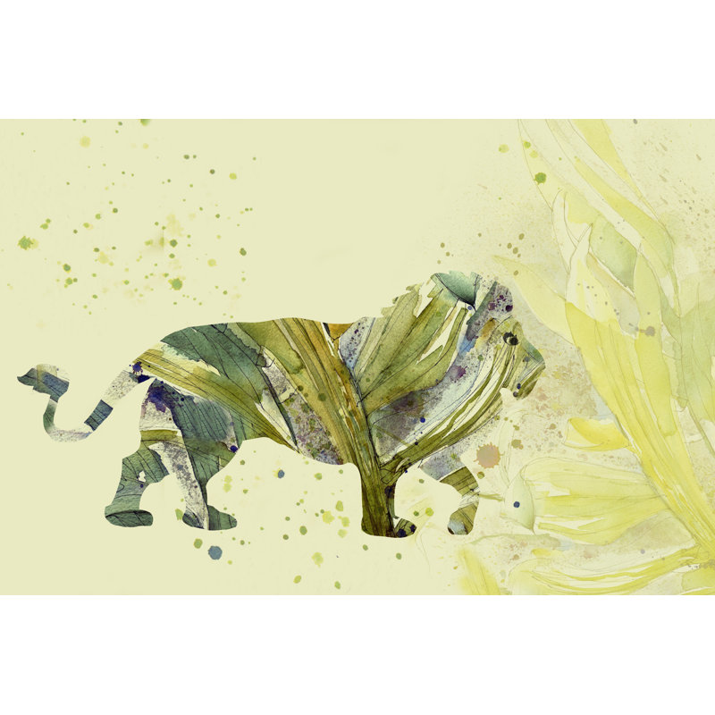 Camouflaged Lion - Wrapped Canvas Print, 51cm H x 76cm W x 3.8cm D
