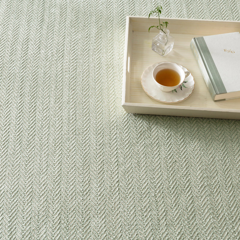 Herringbone Swedish Blue Handwoven Cotton Rug, Rectangle 5' x 8', Ocean
