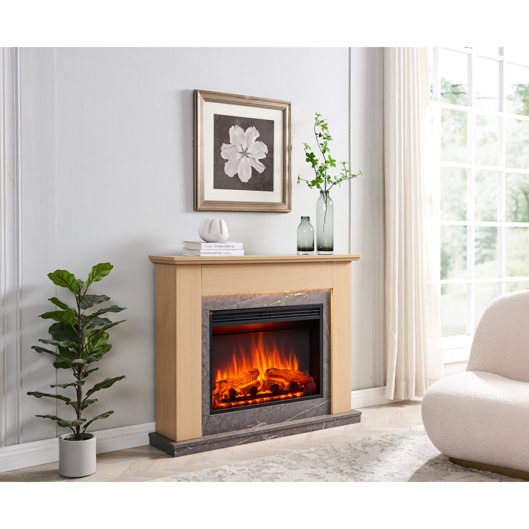 FLAMME Valenza Espresso oak Electric Fireplace Suite with Surround and 2kW Heater