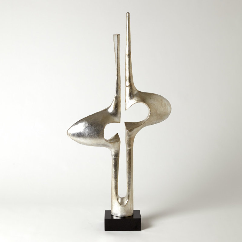 Brother and Sister Sculpture, Silver/Black