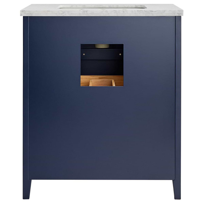 Iconic 30" Freestanding Standard Single Bathroom Vanity with Top, Navy, Gold