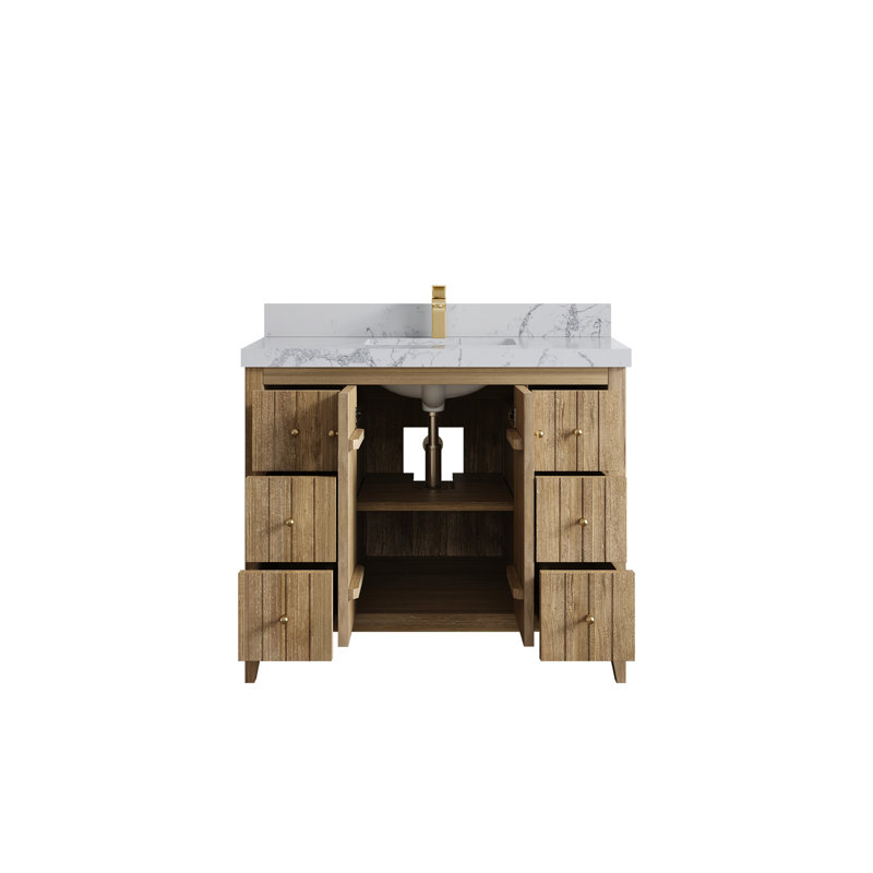 Teck d'Atlanta 42 po X P 22 po De meuble-lavabo simple D Quartz, Venatino