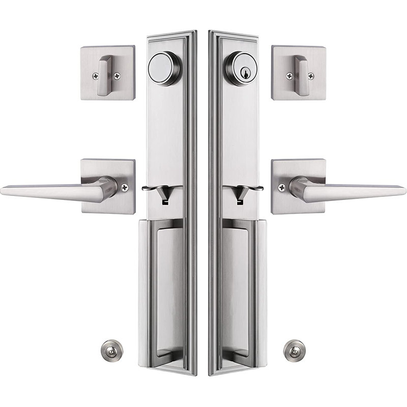Lever Handleset with Single Cylinder Deadbolt and Door and Rosette