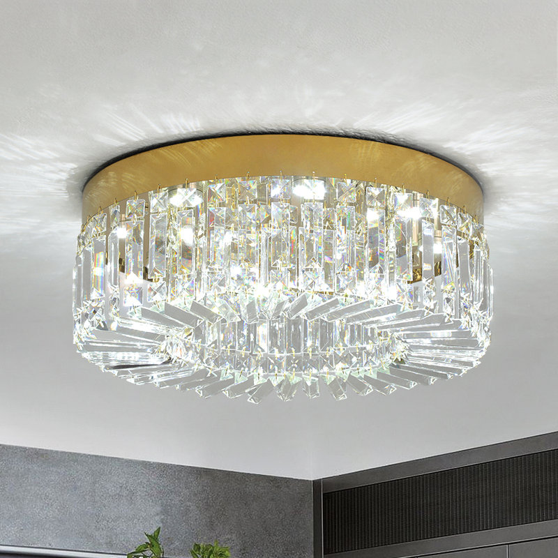 Crystal Chandelier Semi Flush Mount Ceiling Light Fixture Modern Chandeliers For Dining Room Living Room Bedroom, Gold