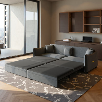 81.9" King Pull Out Sofa Bed,3-In-1 Convertible Sofa Bed, Dark Grey