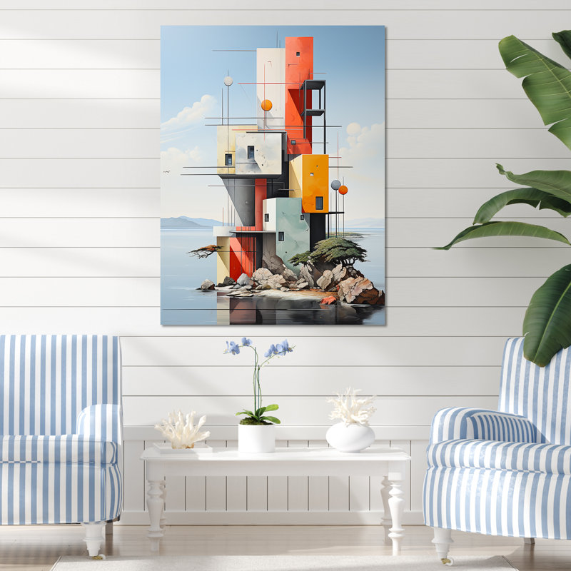 «Ocean De Stijl Lansdcape» sur toile, H 44 po x l 34 po x P 1,5 po, Toile tendue