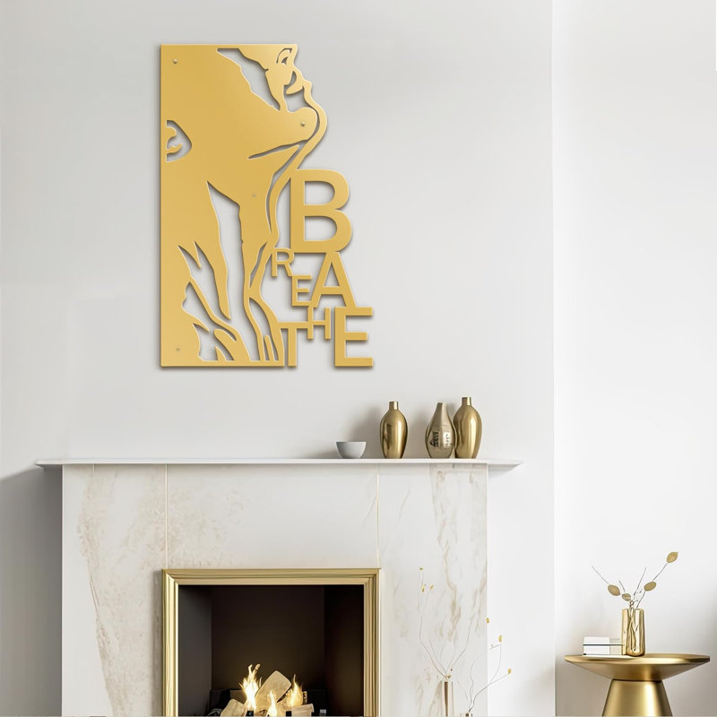 Décoration murale en métal, Or, H 12 po x l 6 po x P 0,05 po