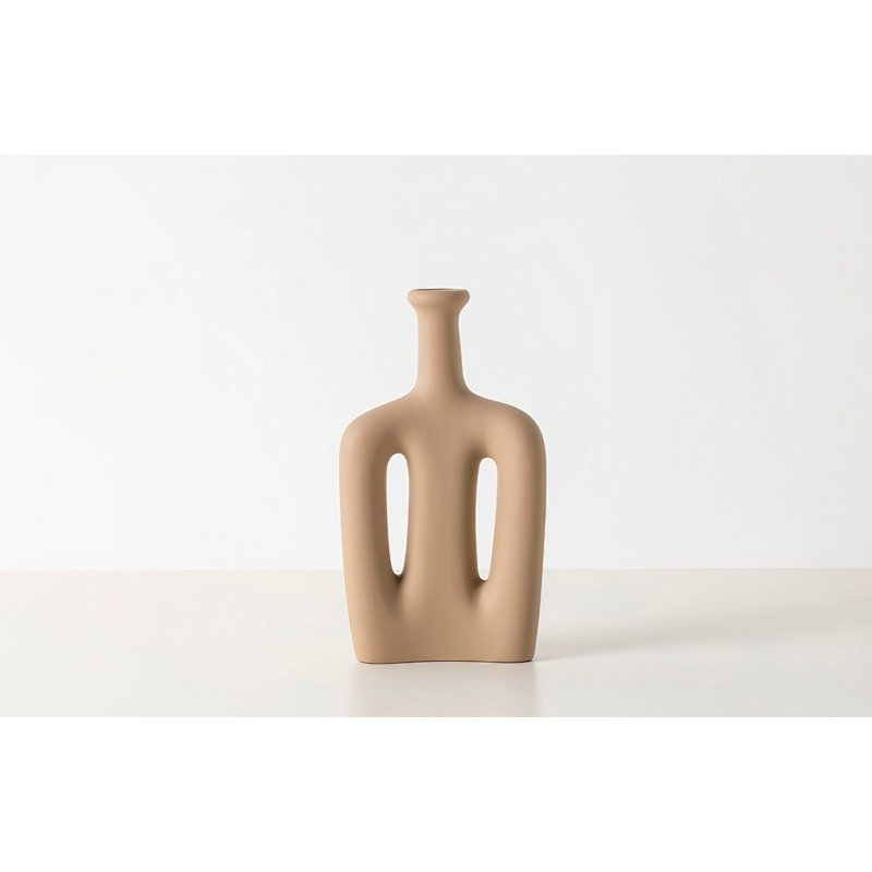 Coryann Ceramic Table Vase, Cream, 14cm H x 7cm W x 27cm D