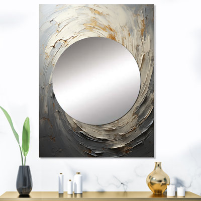 Dellaquila - spirales mystiques grises et dorées - miroir abstrait en spirale, miroir mural gris unique, impression d'art en métal