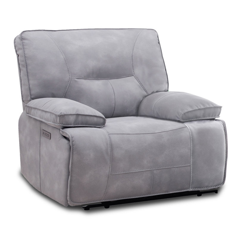 Pulchia 42" Upholstered Zero Gravity Power Recliner with Adjustable Headrest with Pillow Top Arms, Sky