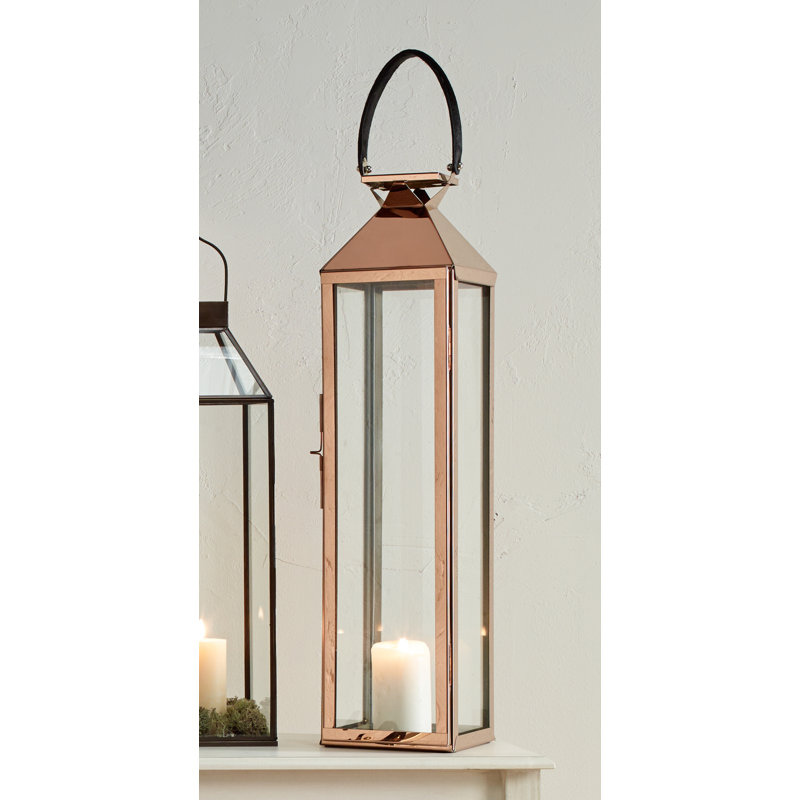 Floor Lantern, 93.5cm H x 18.5cm W x 19cm D, Shiny Copper