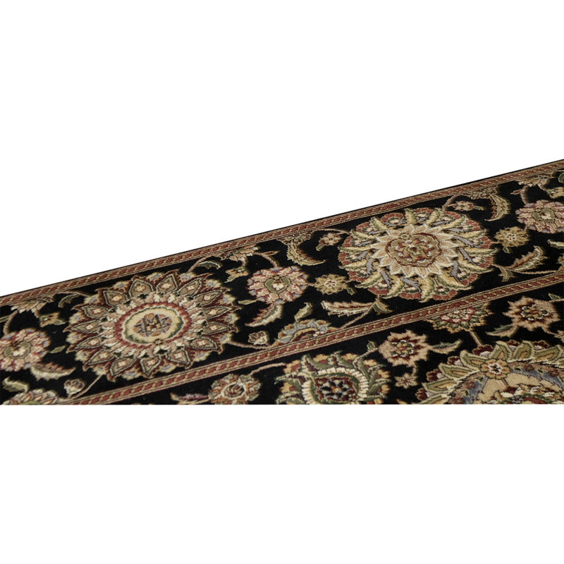 Wool Oriental Area Rug in Black/Beige