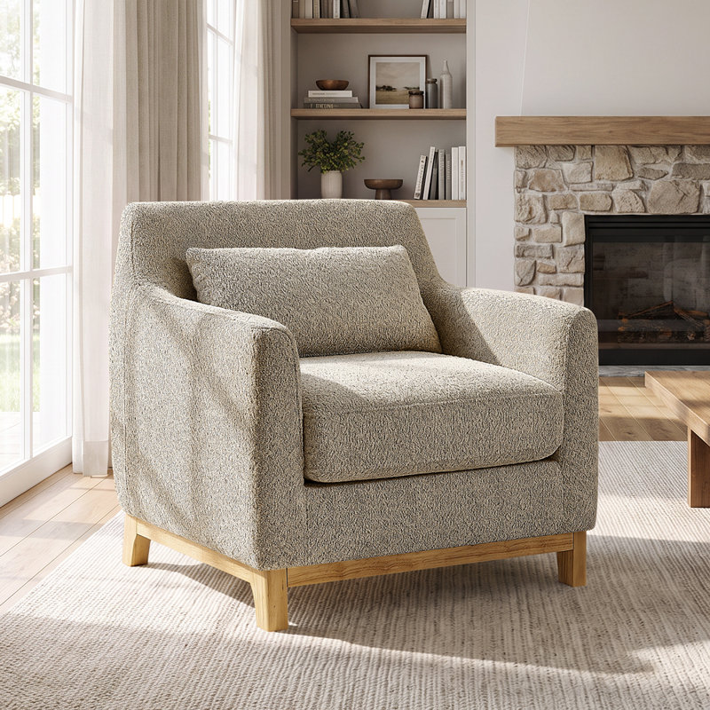 Jazmere 31.5" Armchair, Camel Boucle, Natural