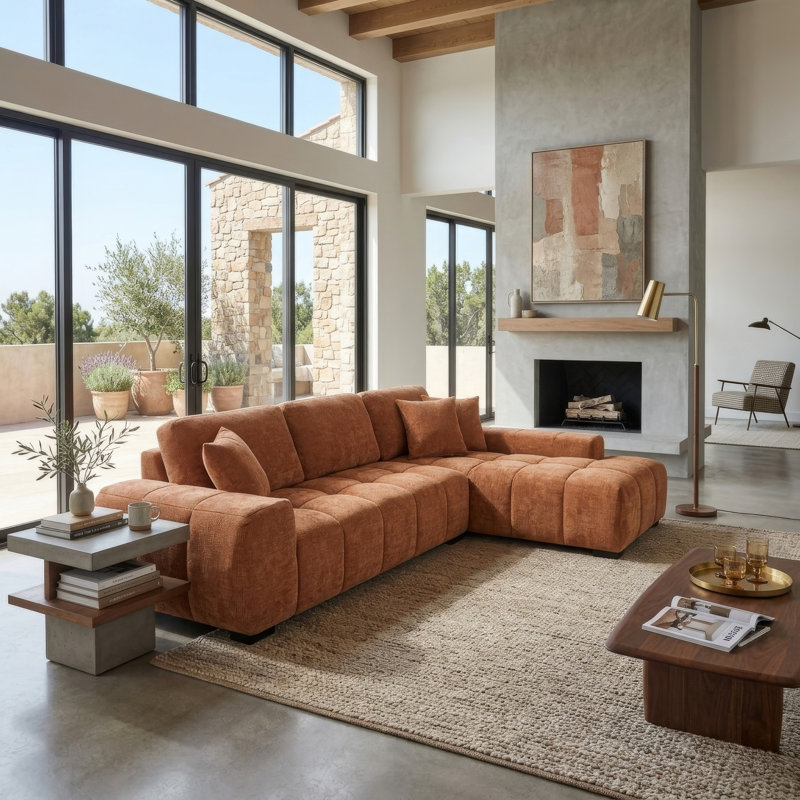 Canapé modulaire Haye, Orange Polyester Bland