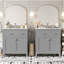 Ensemble de meuble-lavabo moderne 60 po gris avec lavabos doubles (séparés), lavabos doubles en céramique, tablette réglable, portes à fermeture en douceur et tiroir rabattable - Solution de salle de bain moderne pour salles de bain spacieuses-582179074