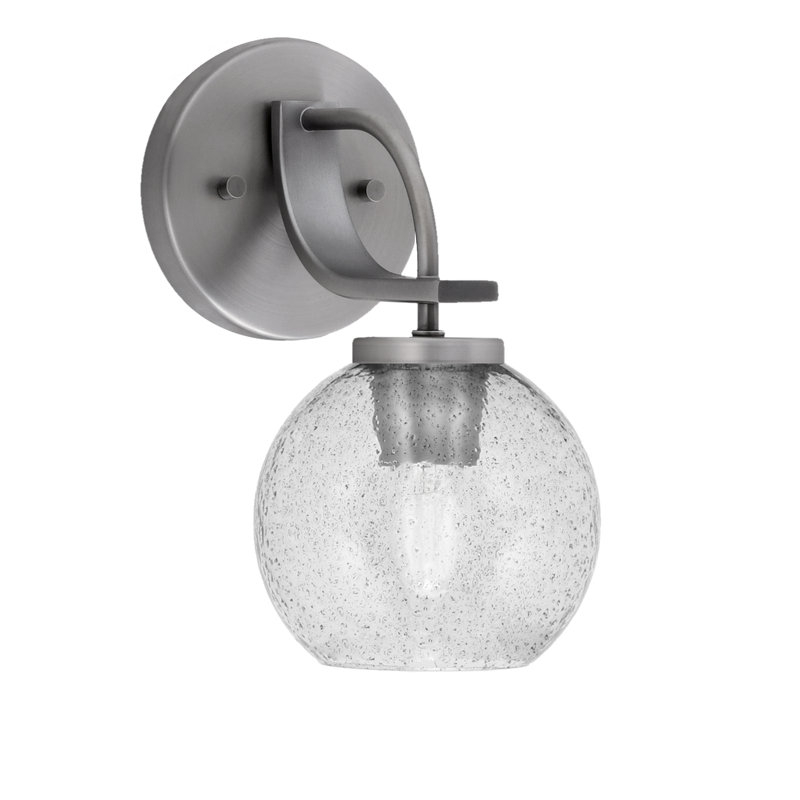 Applique murale Cavella avec verre, Graphite, Bulles / fumée, 10.25" H x 5.75" W x 8.25" D