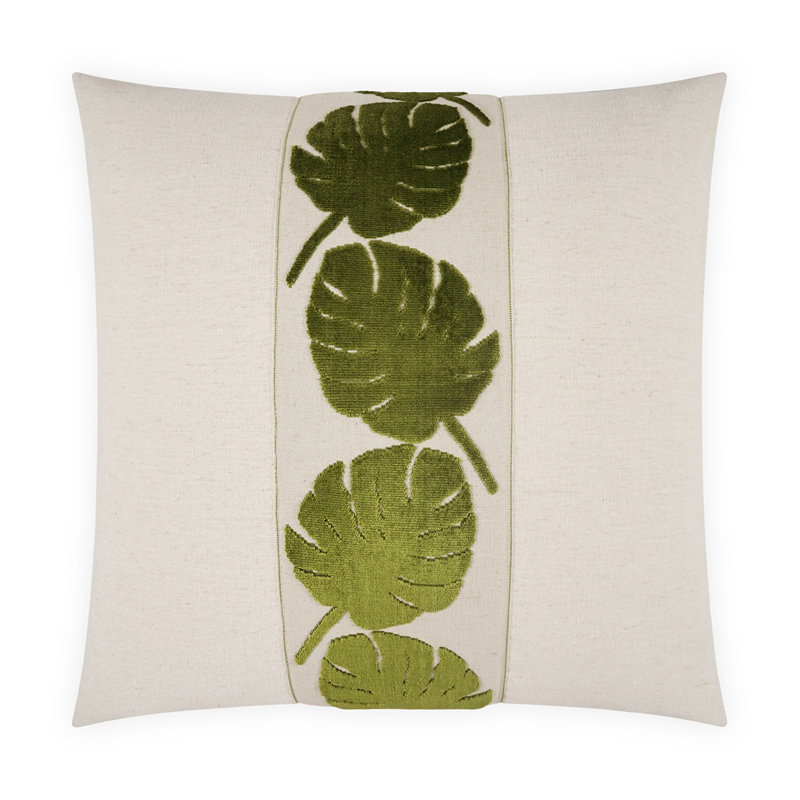 Coussin Palm Leaf, Kiwi, Carré 22 po