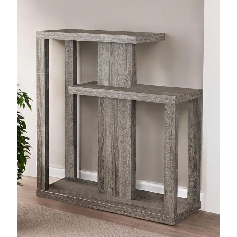 32" Taupe Free Form Floor Shelf Console Table With Storage