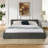 Queen Size Upholstered Bed Frame With Chenille Fabric With Pleated Design,Grounded Queen Size Platform Bed With Headboard And Solid Frame-1192816225